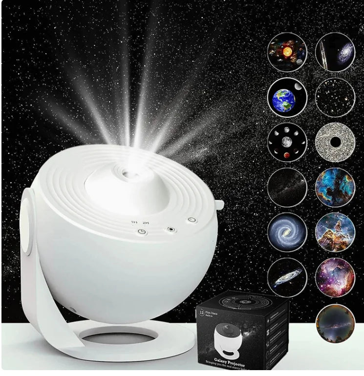 Galaxy projector starfield on ceiling
